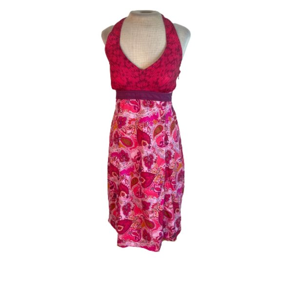 Athleta Dresses & Skirts - Athleta Paisley Boho Bohemian Halter Mini Dress Pink Size 6